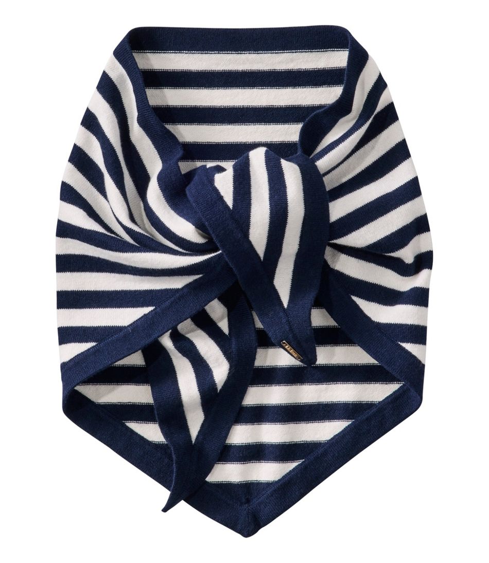 L.L.Bean Outlet | Women's Cotton/Cashmere Knit Triangle Scarf, Striped