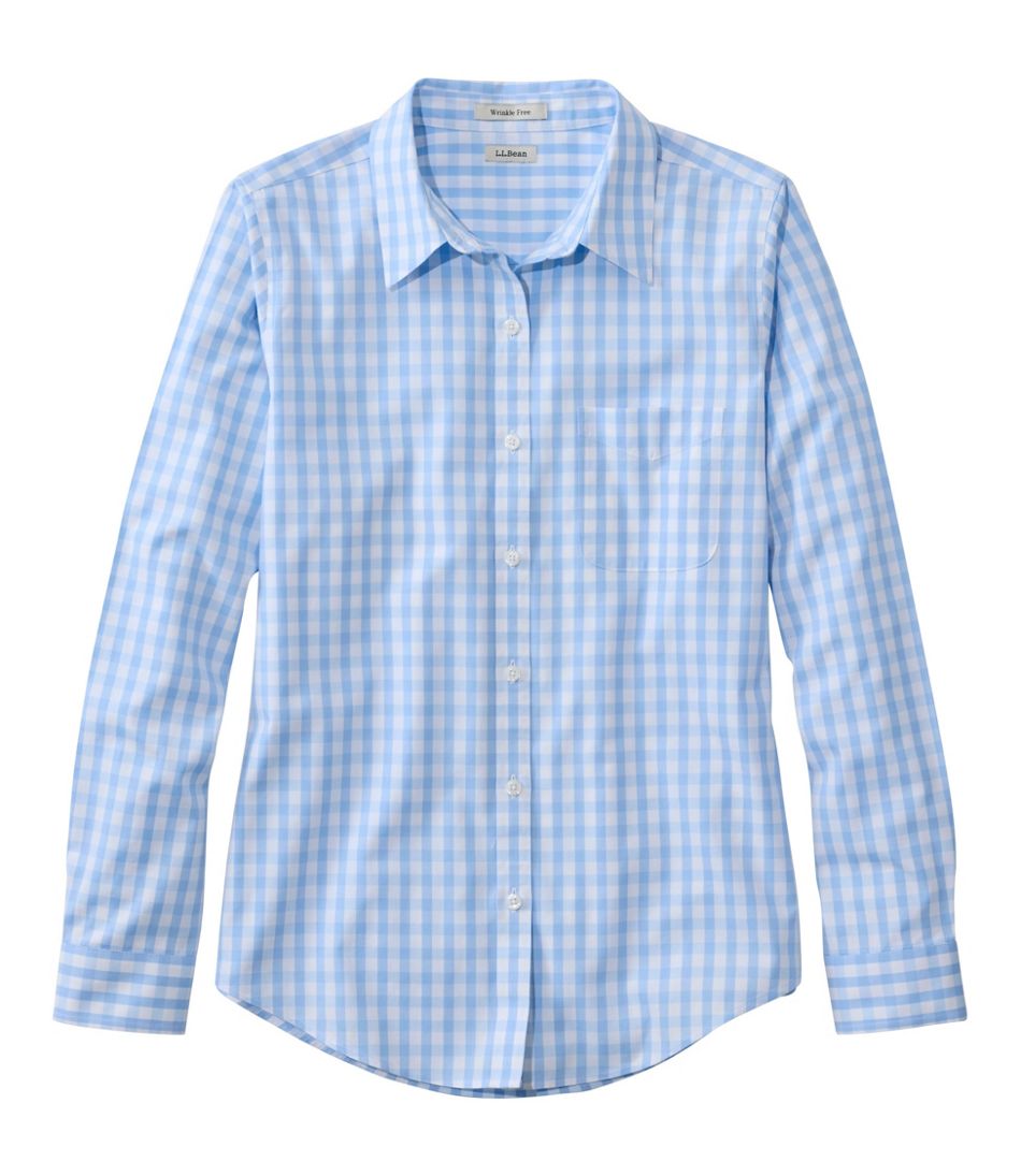 L.L.Bean Online | Women's Wrinkle-Free Pinpoint Oxford Shirt, Long-Sleeve Relaxed Fit Plaid