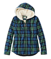 L.L.Bean Outlet | Women's Scotch Plaid Flannel Shirt, Sherpa-Lined Zip Hoodie