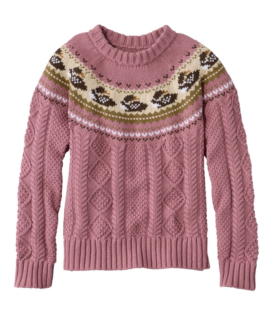 L.L.Bean Discount | Women's Signature Cotton Fisherman Sweater, Crewneck Novelty