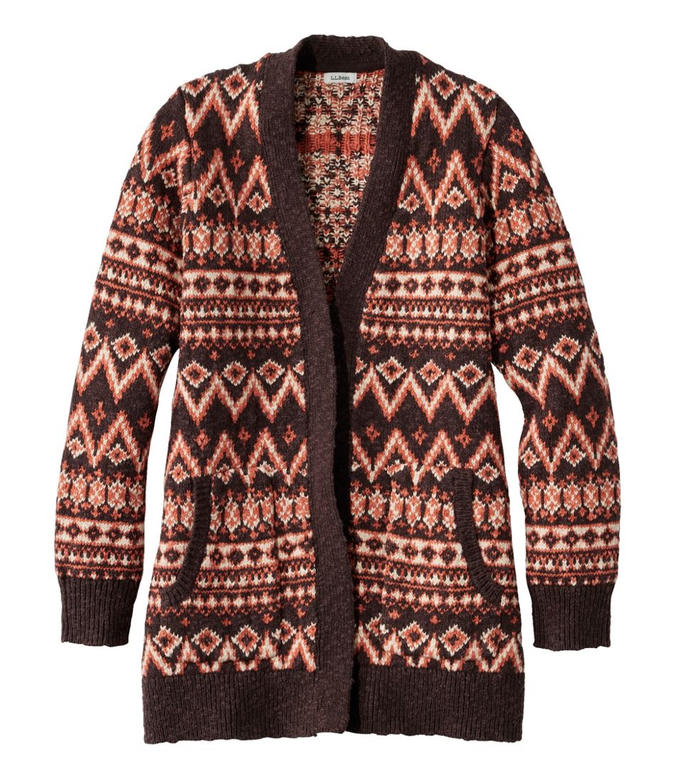 L.L.Bean Sale | Women's Cotton Ragg Sweater, Open Cardigan Fair Isle