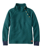 L.L.Bean US | Women's Quilted Sweatshirt, Snapneck Pullover Print