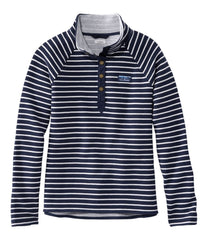 L.L.Bean New | Women's Lakewashed Double-Knit Quarter-Snap, Stripe