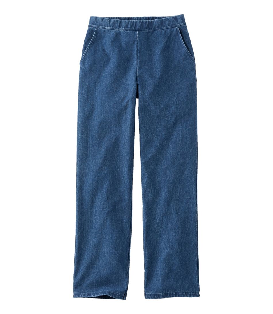 L.L.Bean Outlet | Women's Perfect Fit Pants, Denim Straight-Leg Fleece-Backed