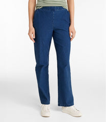 L.L.Bean Outlet | Women's Perfect Fit Pants, Denim Straight-Leg Fleece-Backed