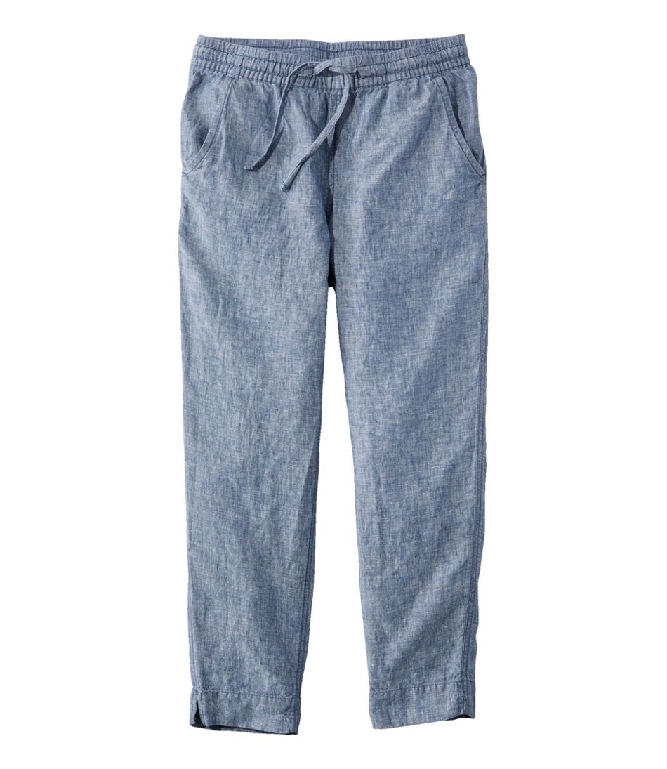 L.L.Bean US | Women's Premium Linen Pull-On Ankle Pants, Mid-Rise Tapered-Leg