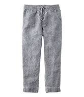 L.L.Bean For Sale | Women's Premium Linen Pull-On Ankle Pants, Mid-Rise Tapered-Leg Stripe
