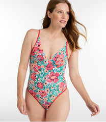 L.L.Bean New | Women's Coastal Essentials Swimwear, V-Neck Tanksuit Print