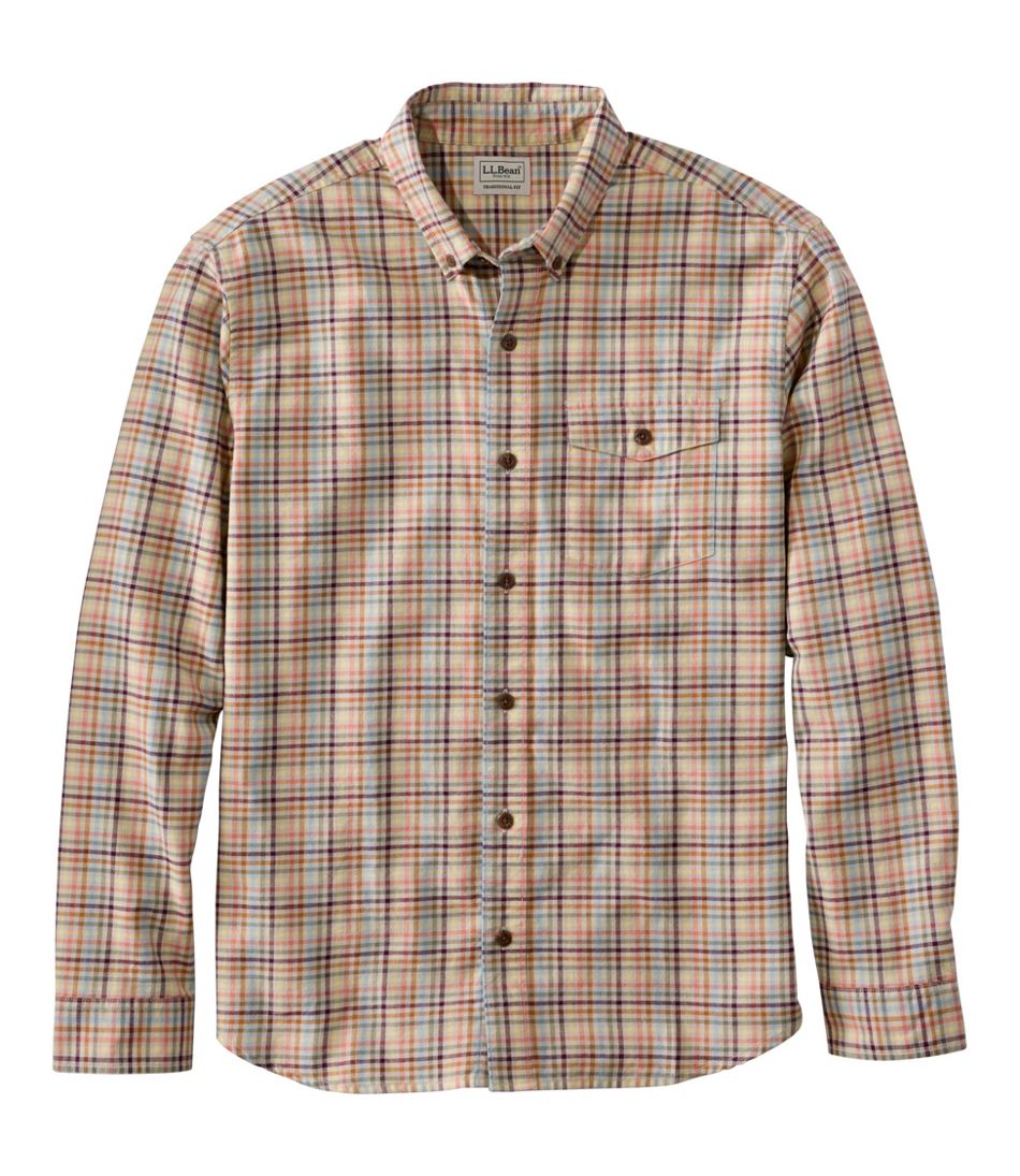 L.L.Bean On Sale | Men's Brushed Jaspé Twill Shirt, Plaid, Traditional Untucked Fit