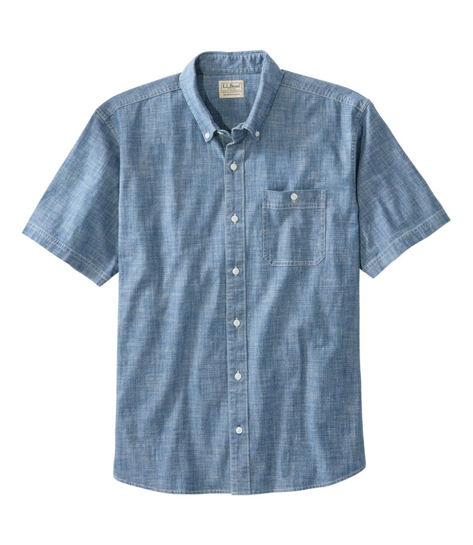 L.L.Bean Online | Men's Comfort Stretch® Chambray Shirt, Traditional Untucked Fit, Short-Sleeve