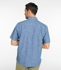L.L.Bean Online | Men's Comfort Stretch® Chambray Shirt, Traditional Untucked Fit, Short-Sleeve