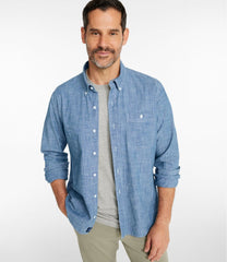 L.L.Bean On Sale | Men's Comfort Stretch® Chambray Shirt, Long-Sleeve, Slightly Fitted Untucked Fit