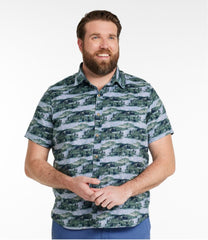 L.L.Bean On Sale | Men's Stonecoast Hemp Shirt, Short-Sleeve, Slightly Fitted Untucked Fit, Print
