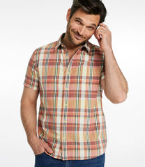 L.L.Bean New | Men's Signature Seersucker Madras Shirt, Slightly Fitted, Short-Sleeve