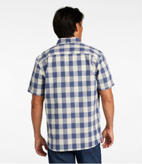 L.L.Bean On Sale | Men's Comfort Stretch® Chambray Shirt, Slightly Fitted Untucked Fit, Short-Sleeve, Plaid