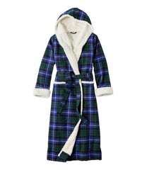 L.L.Bean Sale | Women's Scotch Plaid Flannel Robe, Sherpa-Lined Long