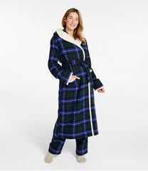 L.L.Bean Sale | Women's Scotch Plaid Flannel Robe, Sherpa-Lined Long
