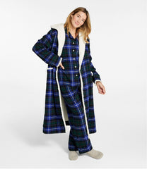 L.L.Bean Sale | Women's Scotch Plaid Flannel Robe, Sherpa-Lined Long