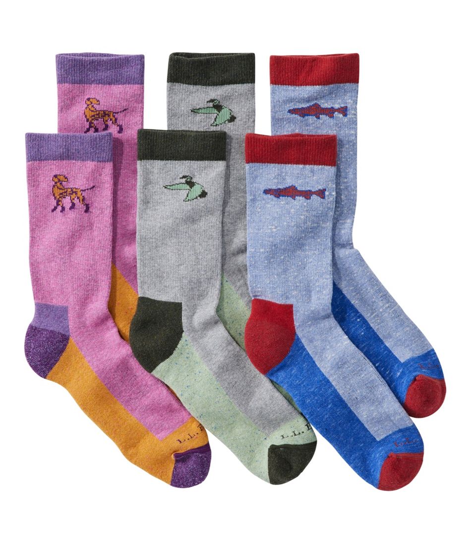 L.L.Bean Online | Adults' Wicked Soft Cotton Socks Animal Gift Set, 3-Pack