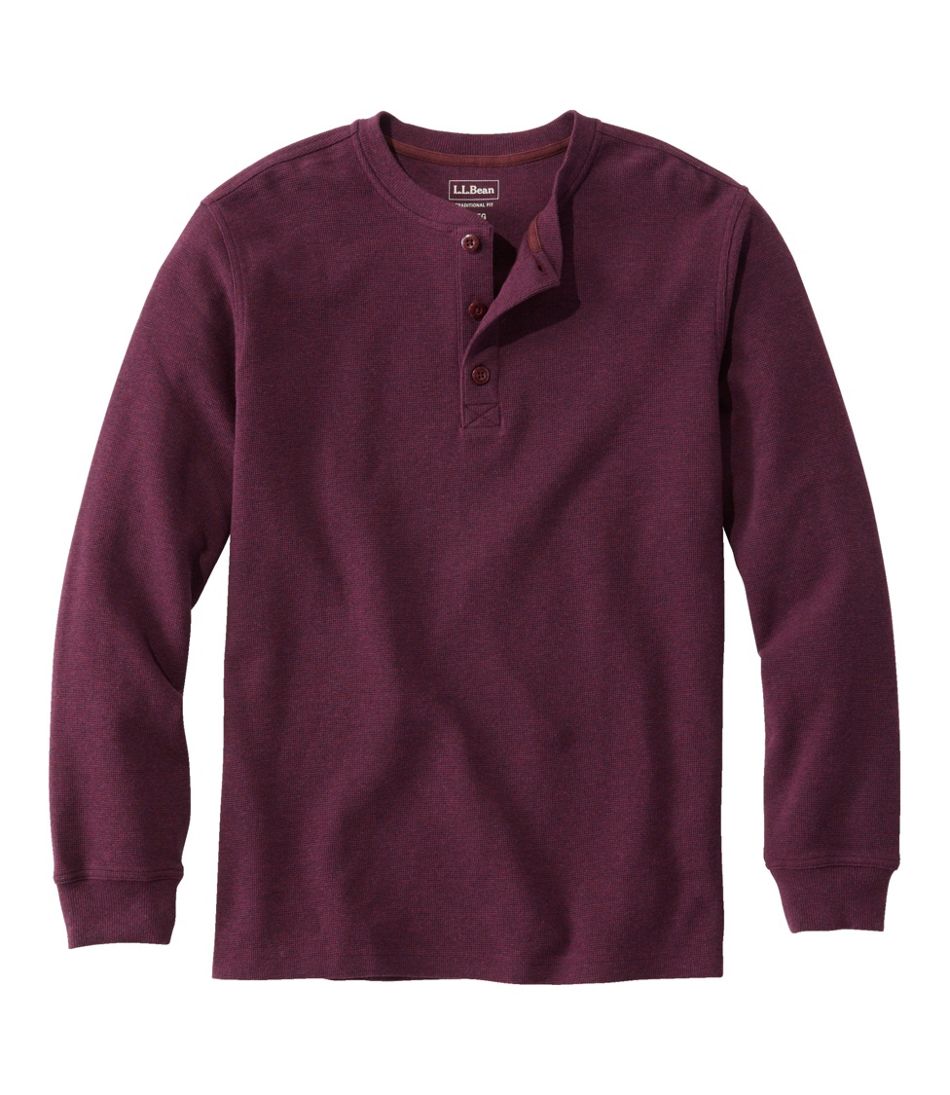 L.L.Bean Online | Men's Unshrinkable Mini-Waffle Henley, Long-Sleeve Traditional Fit