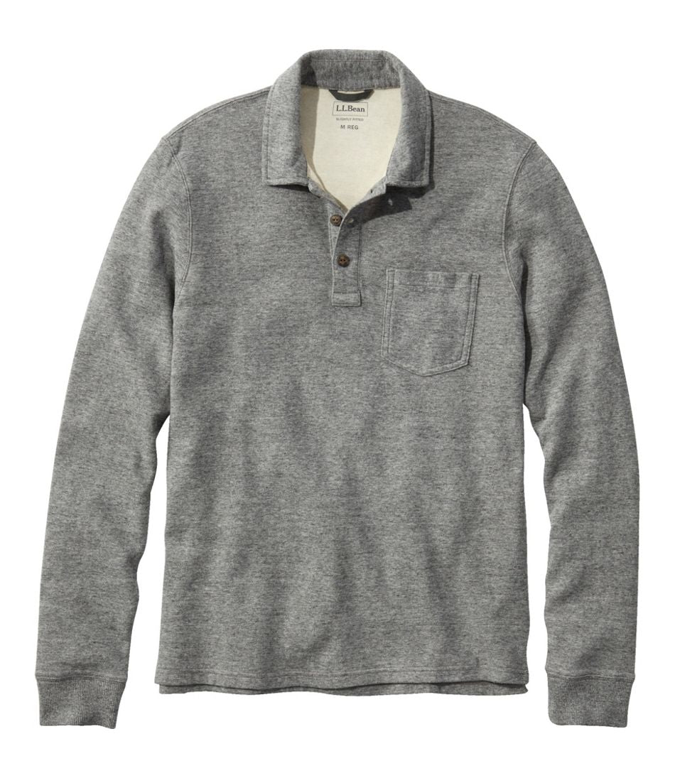 L.L.Bean Outlet | Men's Washed Cotton Double-Knit Polo, Long-Sleeve