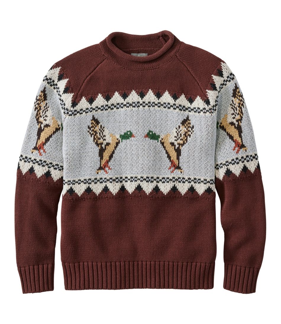 L.L.Bean Sale | Men's Signature Organic Cotton Rollneck Sweater, Fair Isle