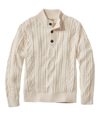 L.L.Bean | Men's Bean's Heritage Soft Cotton Fisherman Sweater, Button-Mock
