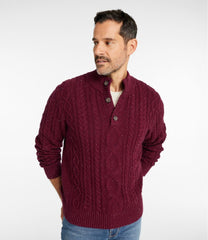 L.L.Bean | Men's Bean's Heritage Soft Cotton Fisherman Sweater, Button-Mock