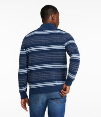 L.L.Bean Online | Men's Organic Cotton Waffle Sweater, Quarter Zip, Stripe