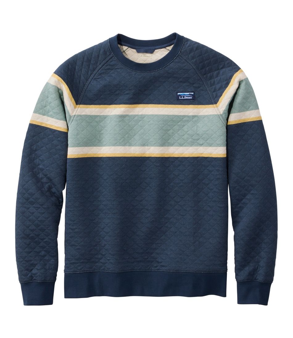 L.L.Bean Outlet | Men's Quilted Sweatshirt, Crewneck, Stripe