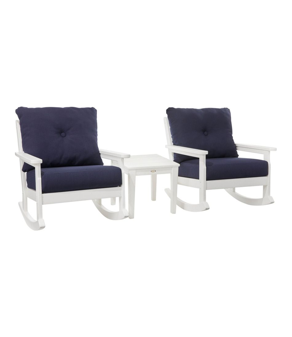 L.L.Bean Outlet | All-Weather Patio Rocker Set with Side Table, White