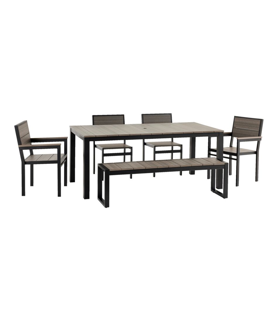 L.L.Bean On Sale | Aluminum/Recycled Poly Lumber Farmhouse Dining Set, Black