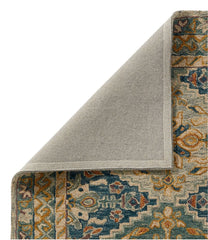 L.L.Bean For Sale | Bordered Medallion Wool Tufted Rug, Blue Multi