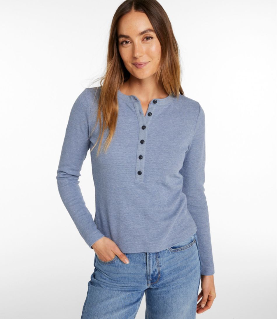 L.L.Bean Discount | Women's Signature Premium Thermal Tops, Long-Sleeve Henley Shirt