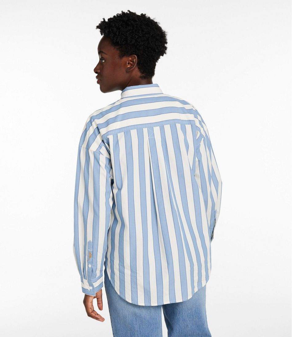 L.L.Bean For Sale | Women's Signature Premium Essential Poplin Shirt, Long-Sleeve Novelty Stripe