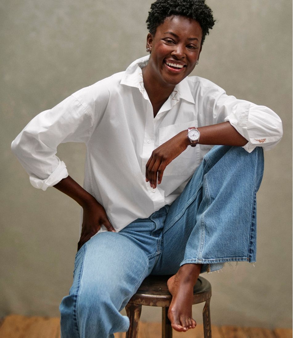 L.L.Bean On Sale | Women's Signature Premium Essential Poplin Shirt, Long-Sleeve