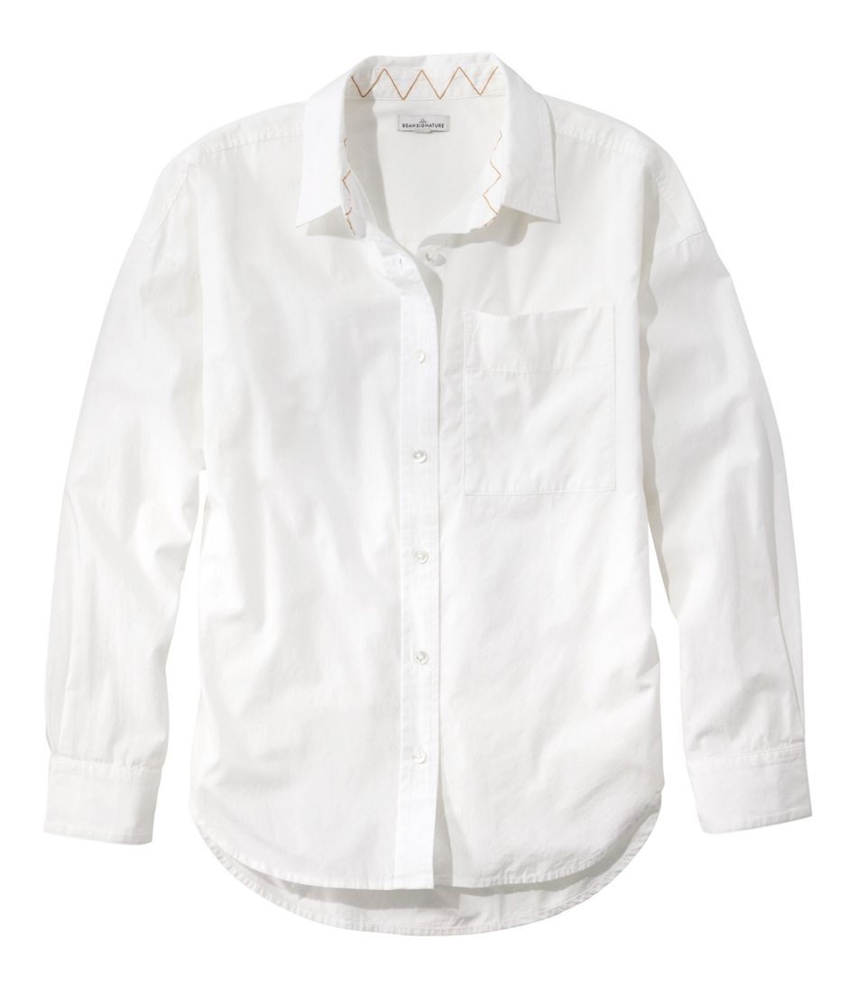 L.L.Bean On Sale | Women's Signature Premium Essential Poplin Shirt, Long-Sleeve
