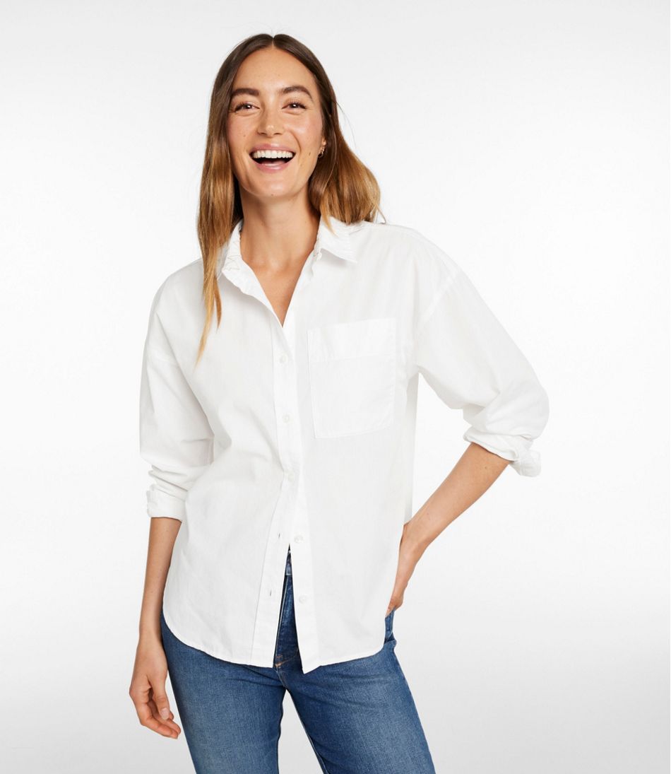 L.L.Bean On Sale | Women's Signature Premium Essential Poplin Shirt, Long-Sleeve