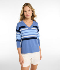 L.L.Bean On Sale | Women's Cotton/Cashmere Sweater, V-Neck Stripe