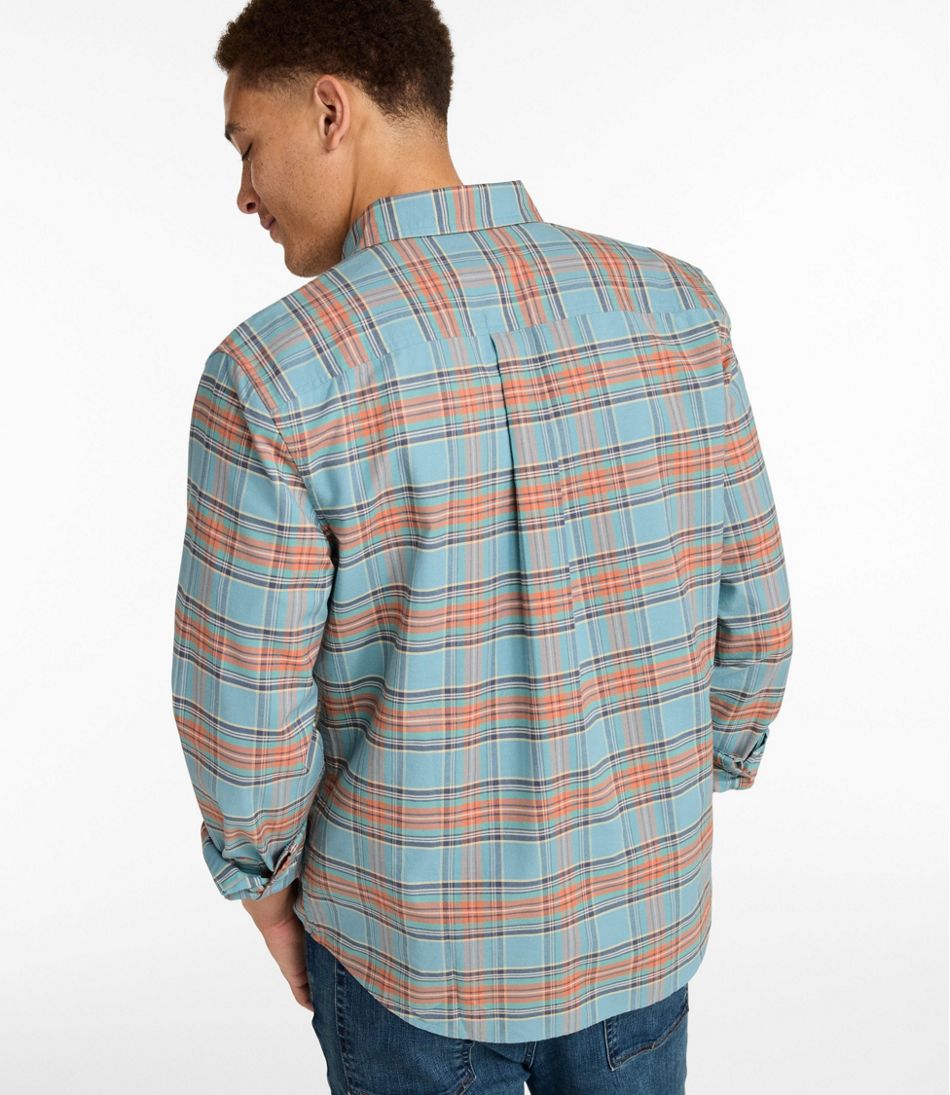 L.L.Bean Online | Men's Sunwashed Oxford Shirt, Slightly Fitted Untucked Fit, Plaid