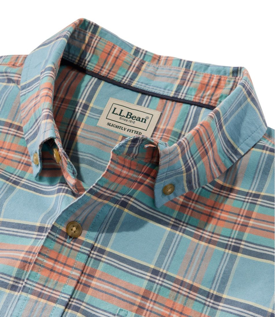 L.L.Bean Online | Men's Sunwashed Oxford Shirt, Slightly Fitted Untucked Fit, Plaid