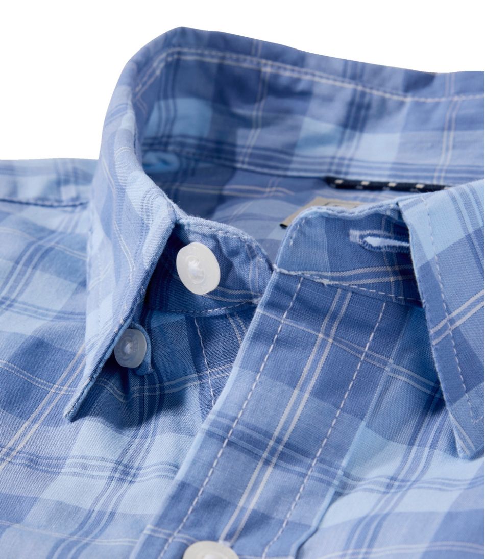 L.L.Bean Online | Men's Comfort Stretch Performance® Chambray Shirt, Long-Sleeve, Slightly Fitted Untucked Fit, Plaid