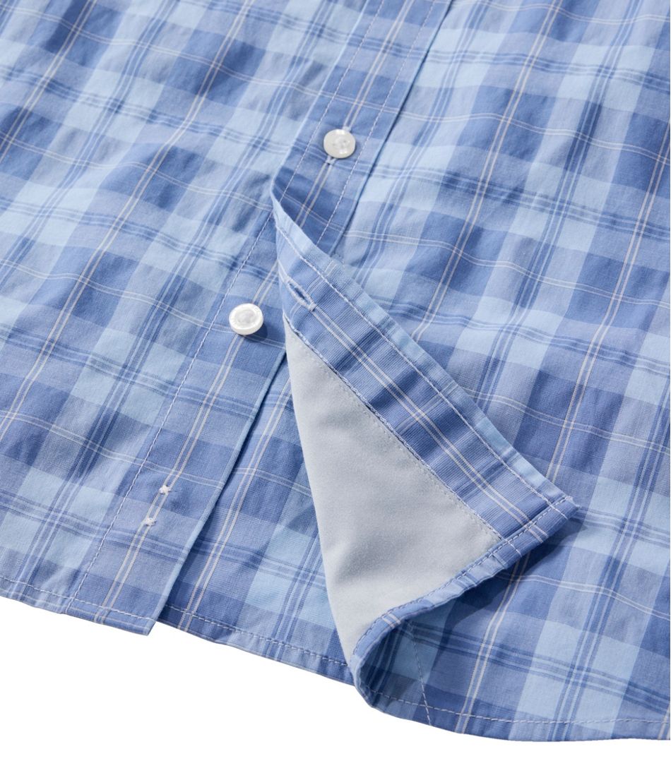 L.L.Bean Online | Men's Comfort Stretch Performance® Chambray Shirt, Long-Sleeve, Slightly Fitted Untucked Fit, Plaid