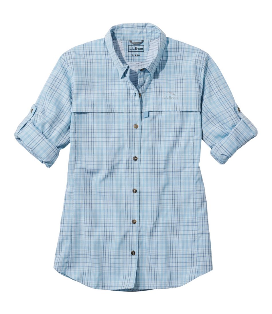 L.L.Bean New | Women's Tropicwear Shirt, Plaid Long-Sleeve