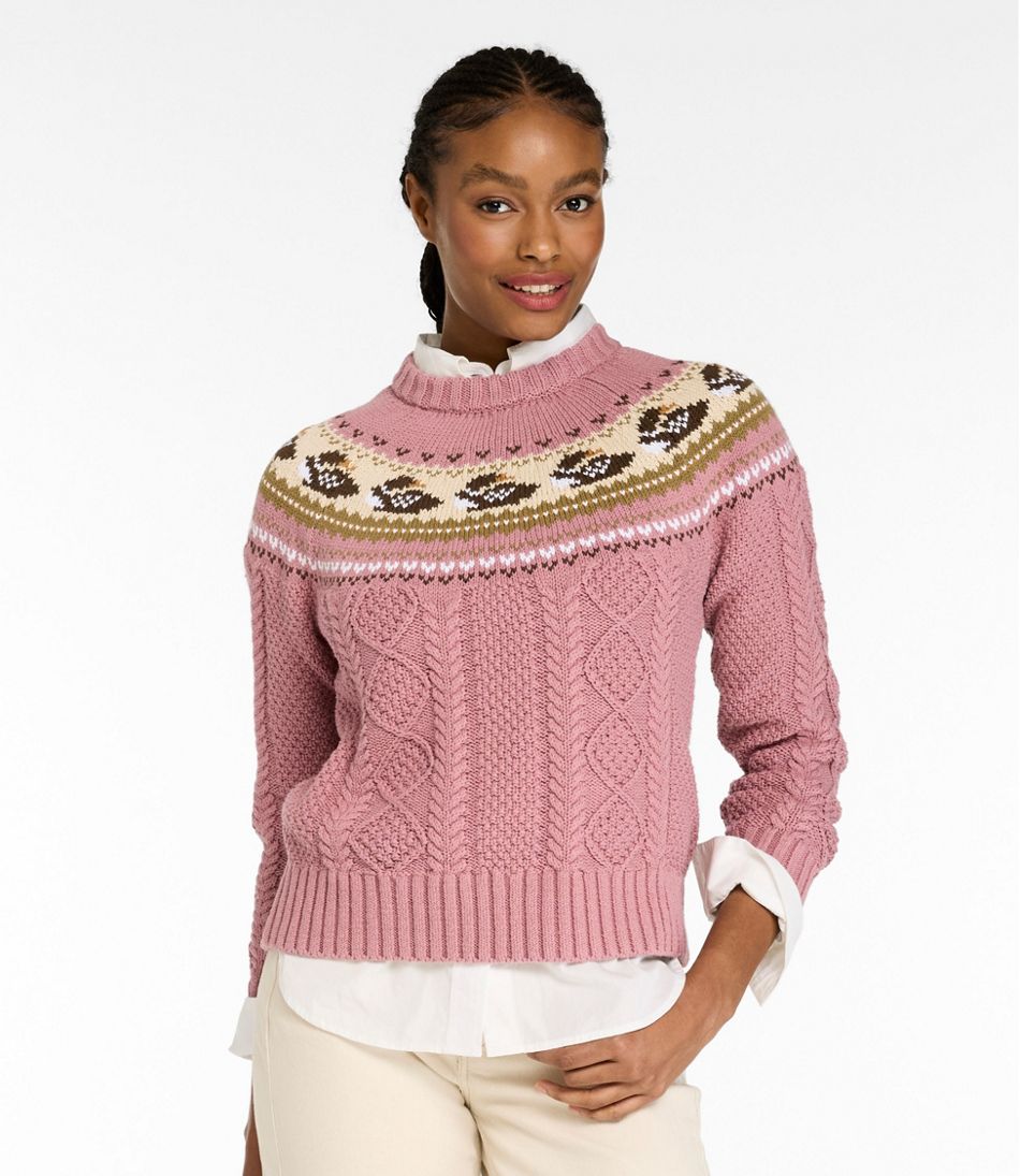 L.L.Bean Discount | Women's Signature Cotton Fisherman Sweater, Crewneck Novelty