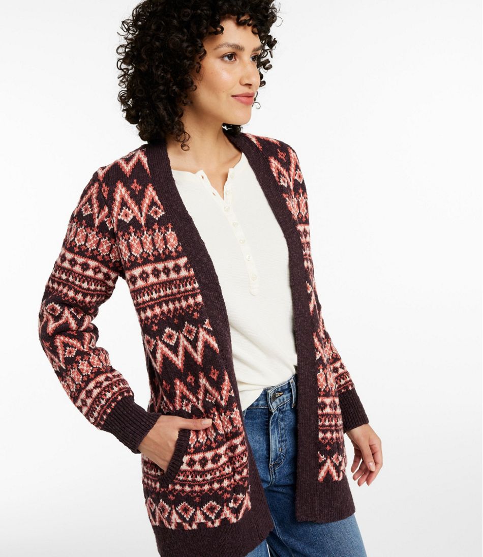 L.L.Bean Sale | Women's Cotton Ragg Sweater, Open Cardigan Fair Isle