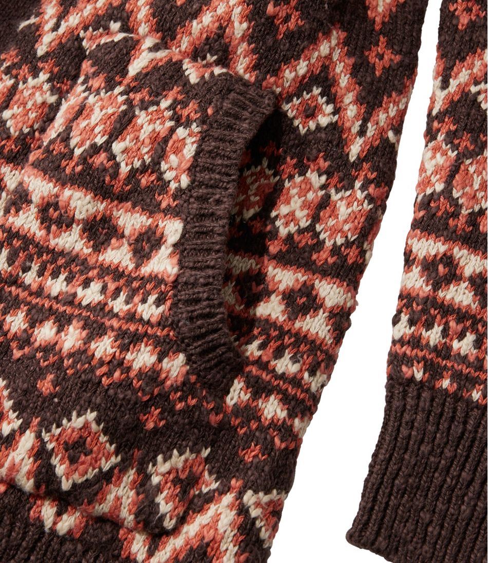 L.L.Bean Sale | Women's Cotton Ragg Sweater, Open Cardigan Fair Isle