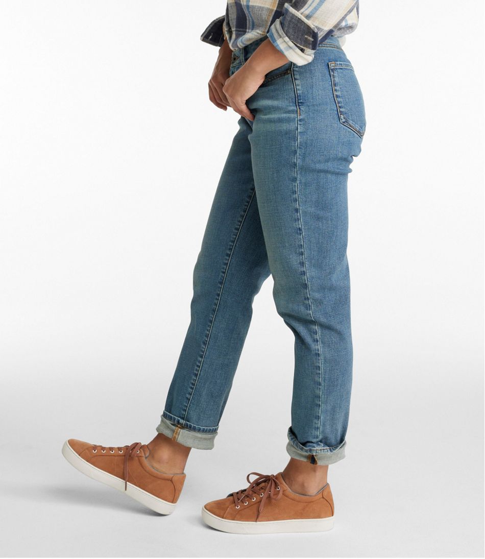 L.L.Bean For Sale | Women's Signature Organic Denim Boyfriend Jeans, Low-Rise Straight-Leg