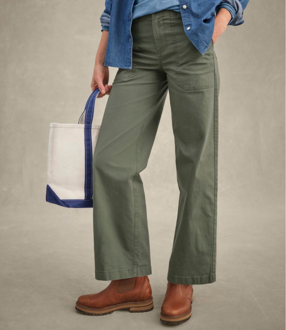 L.L.Bean Outlet | Women's 207 Vintage Cotton Canvas Pants, High-Rise Wide-Leg