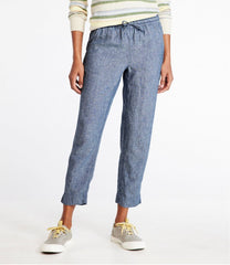 L.L.Bean US | Women's Premium Linen Pull-On Ankle Pants, Mid-Rise Tapered-Leg